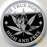 CANADA LEGALIZING MARIJUANA 17 October 2018 Silver Round Coin TOKING BEAVER - TRUE NORTH - HIGH AND FREE Proof 1 oz